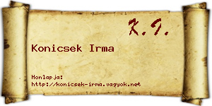 Konicsek Irma névjegykártya